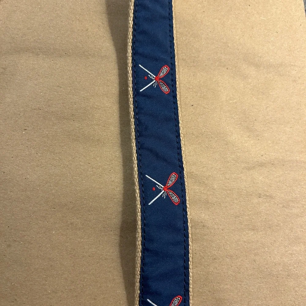 Country Club Prep Canvas Brown Leather Belt with Navy Lacrosse 36